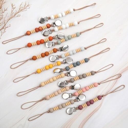 Silicone Beads Infant Toddler Pacifier Clip Chain Feeding Binky Clip Dummy Teether Clip Soother Clip