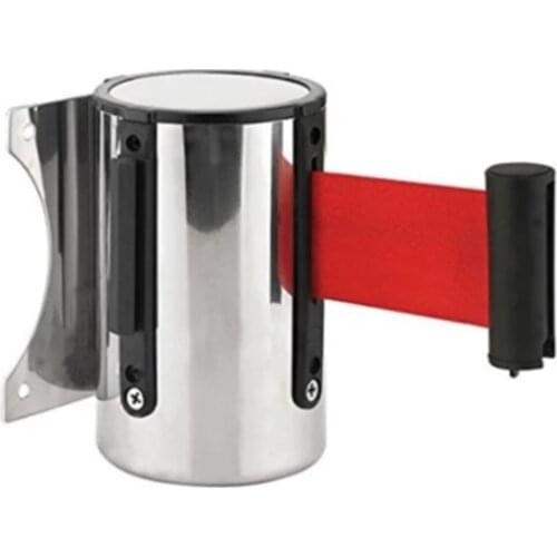 KINJOIN Max 3M Retractable Ribbon Barrier Crowd Control Outdoor Stainless Steel Wall Mount Red Belt Sport Stanchion Queue
