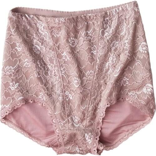 Female Breathable 100% Nature Silk Comfortable Brief Body Build Pants Ladies Lace High Waist Panties Elastic Real Silk Shorts