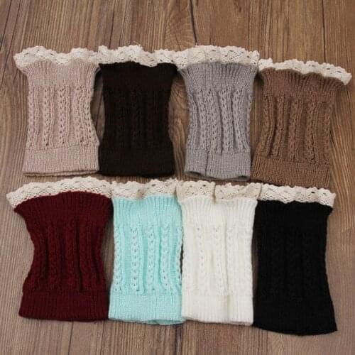 Women Winter Leg Warmers Down Boot Cuffs Lace Trim Gaiters Boot Socks Crochet Leg Warmers Short Knit Leg Girls