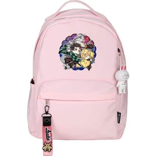 Demon Slayer: Kimetsu no Yaiba Women Backpack Mochila Feminina Waterproof Travel Bagpack Pink Bookbag Girls School Bags Rugzak