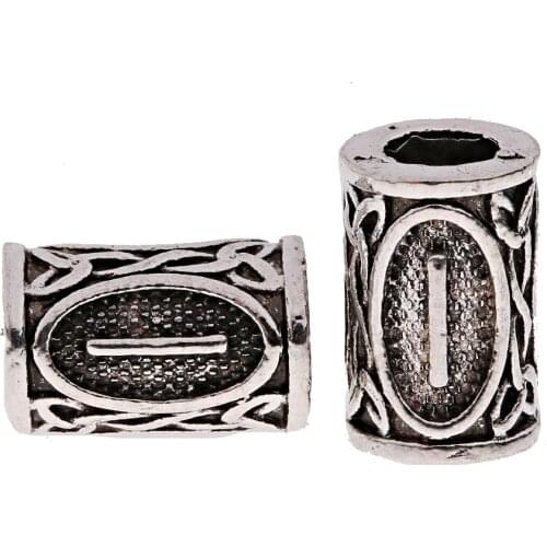 10pcs 24 Designs Viking Runes Set Loose Beads Spacer Beads Fit Beards or Hair TIWAZ TYR Sol Rune Odal Futhark Rune DIY Jewelry