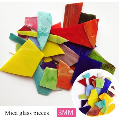 500g Irregular Church Mica Glass Mosaic Tiles Transparent Broken Glass Pieces for Craft DIY Wall Decorative Mosaic Materials