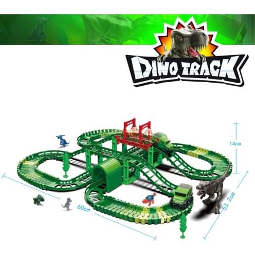 2021 New Dinosaur Toys Car Track Racing Track Toy Set Bend Flexible Race Track Railway Car Educational Toys For Children Boys