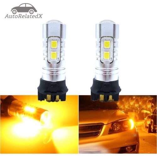 2x White PWY24W PW24W LED Bulbs 10smd canbus Front Turn Signal Lights daytime running light DRL amber yellow 12v 24v Error Free