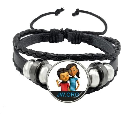 JW.org Bracelet Jehovahs Witnesses Art Picture 18mm Glass Cabochon Black Button Bracelet Jewelry For Catholicism Gift