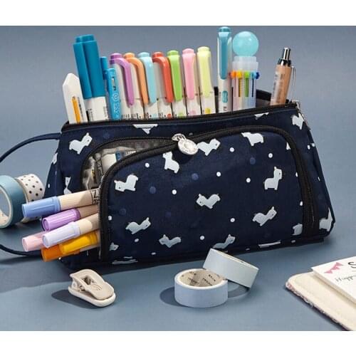 Large Capacity Pencil Case Cute Cartoon Animals Storage Pouch Stationery Bag For Boys Girls DU55