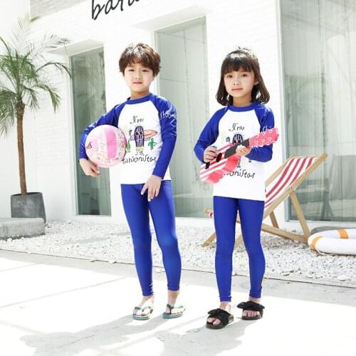 Children Two Pieces Swimsuit Kids Baby Girls Swimwear Boys Long Sleeve Surfing Wear Bathing Suit Baby Sandy Rash Guard 2-10Y