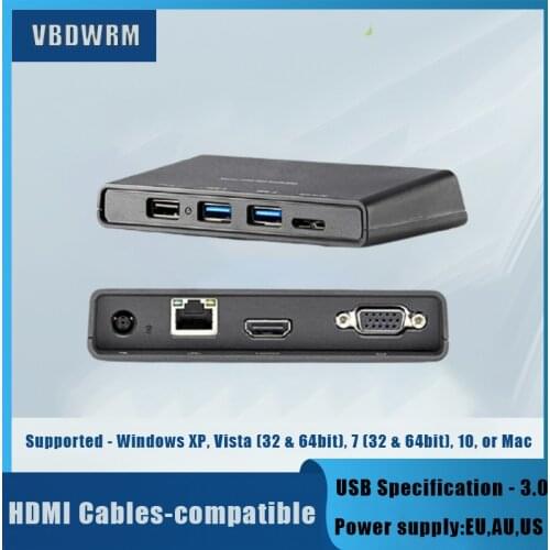 USB 3.0 HDMI-compatible VGA docking station Chip of Displaylink USB 3.0 to HDMI cable RJ45 USB converter for win10/8/macs