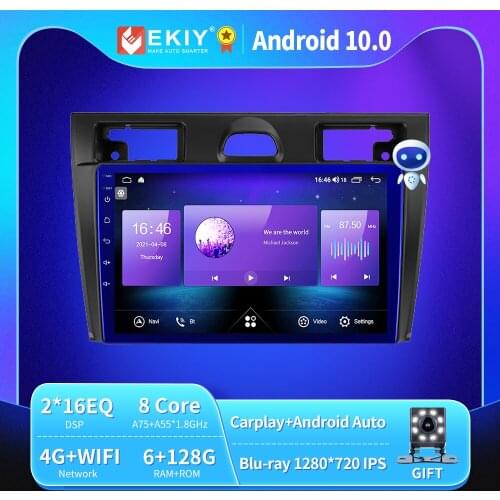 EKIY Blu-Ray Car Radio For Ford Fiesta Mk VI 5 Mk5 2002-2008 Android Auto Video Player Navigation GPS Stereo Multimedia Player