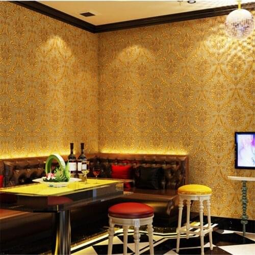European papel de parede luxury high-end Damascus wallpaper golden KTV project background wall red decorative painting фотообои