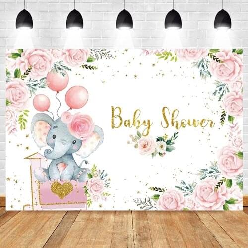 Yeele Photocall Baby Shower Photography Backdrop Flower Elephant Birthday Party Decor Background Photo Studio Photographic Props