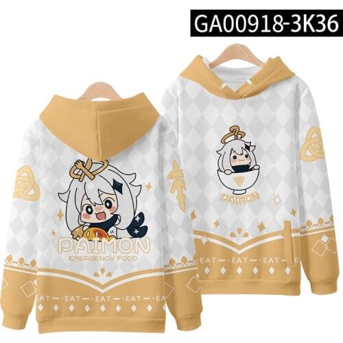 Genshin Impact Paimon Razor Keqing Klee Ganyu 3D Print Fashion Fall Winer Suit Hoodies Sportswear Kawaii Women/Men The hooded