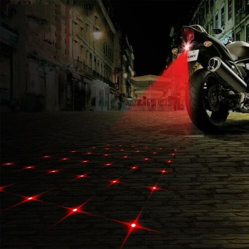 SUNKIA Cross-Star Pattern Motorcycle Laser Fog Lamp Rear Lights Auto Styling Red Color Warning Signal Lights