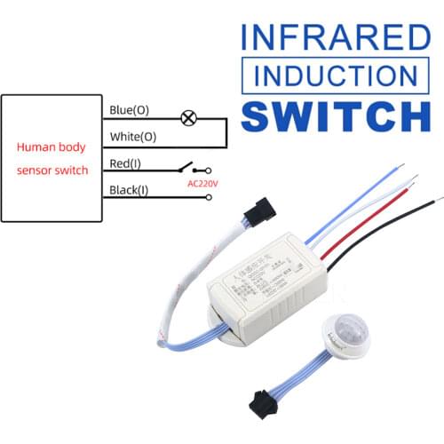 Switch 220V PIR IR Body Motion Sensor Infrared Module Switch Intelligent Light Home Adjustable Wardrobe Cabinet Cupboard Lamp