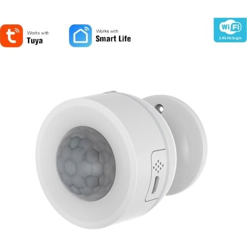 WIFI Smart PIR Motion With Temperature Humidity Sensor USB Or Powered Operated Alarm Detector Work With Alexa/Google/Tuya APP