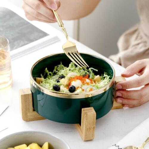 Nordic Creative Phnom Penh Ceramic Salad Bowl pao mian wan Soup Bowl Fruit Dessert Bowl Household Ceramics Large Small Suit