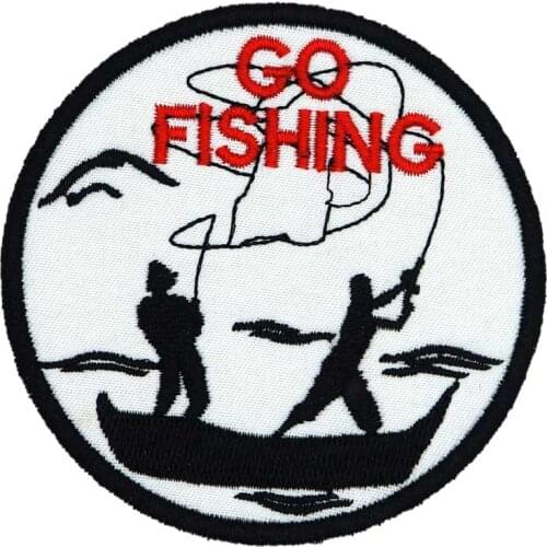 GO FISHING Patch Embroidered Applique Sewing Label punk biker Patches Clothes Stickers Apparel Accessories Badge