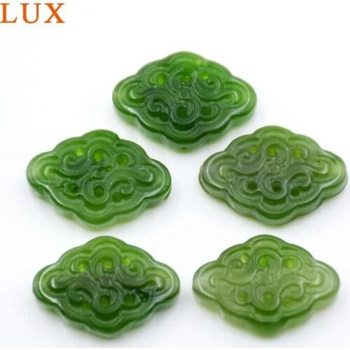 LUX Carved jadeS Beads Natural Canadian Nephrite Green stone pendant for jewelry making