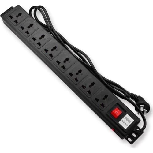 1U PDU 8 Outlet Metal Power Strip Surge Protector with Long Extension Cord 250V 10A 2500W for 19 inch Server Rack Power Distribu