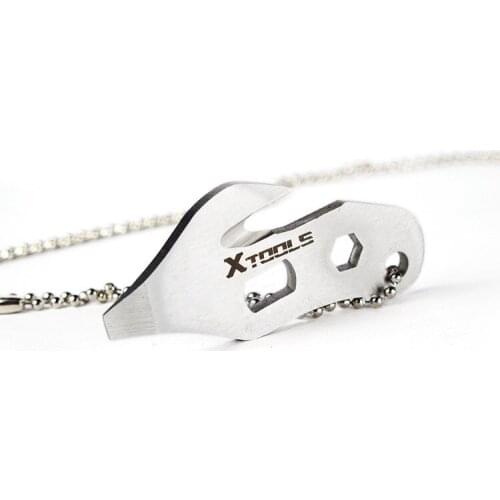 Outdoor EDC Multifunction Survival Tool 6 in 1 Pocket Rope Cutter Cross Crowbar Spanner Bottle Opener Key RingCamping Travel Kit