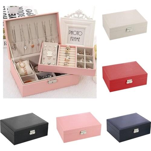 Fashion Girl PU Leather Jewelry Box Watch Display Holder Necklace Container