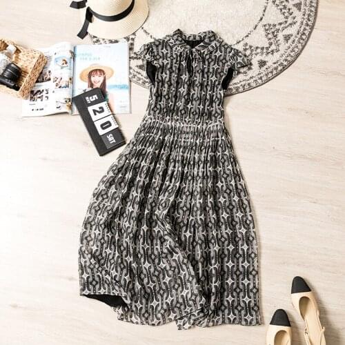 Fashion High Quality 80%Genuine Silk Dresses for Women2021 Womens Summer Dress Midi Dress Female High Waist Dress Robes Zjt2014