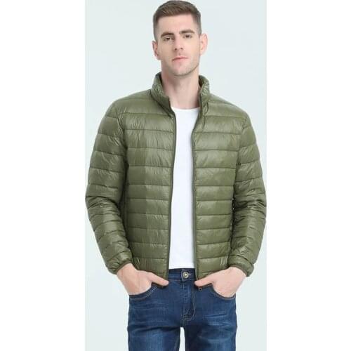 Mens winter down coat middle-aged and young people XL lightweight cotton coat warm jacket stand collar detachable hooded two