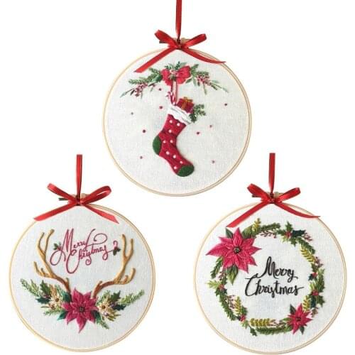 Christmas Stocking Embroidery Starter Kit for Beginners, Gift Embroidery Kits, Embroidery Set, Craft Kit, English Description