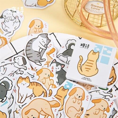 45 Pcs/Pack Cute Dog Cat Animal Sticker Decoration Diy Scrapbooking Sticker Stationery Kawaii Diary Label Sticker