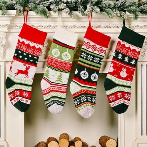 New Christmas decoration knitted Christmas socks gift socks childrens holiday gift bags
