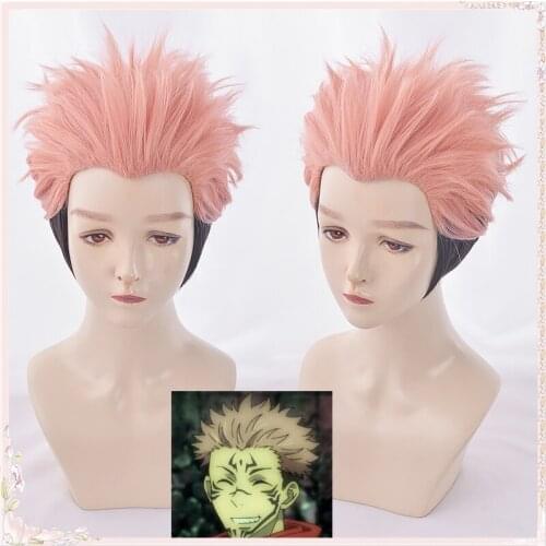 Jujutsu Kaisen Ryomen Sukuna cosplay wigs anime hair Heat Resistant Synthetic Hair Hallowee tattoo Free Wig Cap