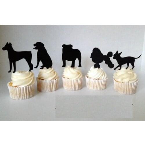 Pet dogs Silhouette Cupcake Toppers sports food Picks bridal shower Bachelorette Party wedding birthday toothpicks decor