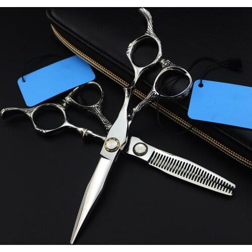 Professional Japan 440c 6 '' Bearing silver cut hair scissors haircut thinning barber makas cutting shears hairdresser scissors