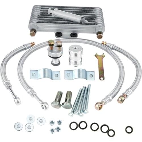 Motorcycle Engine Oil Cooler Cooling Radiator Kit 125Ml Aluminum Silver for Honda CB CG Engine