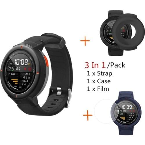 3in1 For Huami Amazfit Verge strap Smart Watch Silicone band + Case cover huami amazfit Verge Lite Screen Protector film