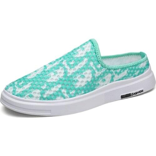 ZPCAILT Breathable Summer Mens Flat Sandals Mens Casual Beach Slippers Half Drag Outdoor Home Office Walking Shoes For Men