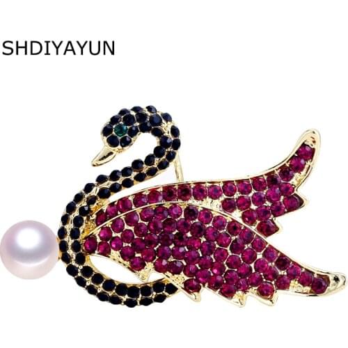 SHDIYAYUN 2019 New Pearl Brooch Swan Brooch For Women Noble Brooch Pins Natural Freshwater Pearl Jewelry Decoration Accessories