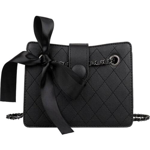 Fashion Trend Rhombus Pattern Women Shoulder Bag Bow Chain Cross Body Messenger Flap Bag for Ladies Party Shopping