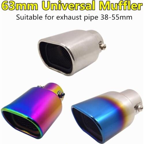Universal 63mm Diameter Straight Muffler Stainless Steel Car-styling 3 Colors Auto Modified Car Exhaust System Tip Pipe Decorate