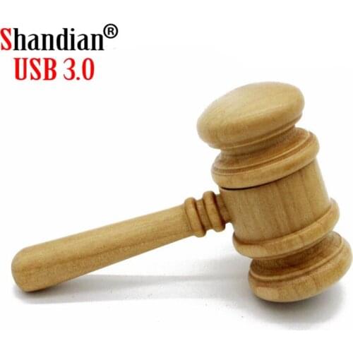 SHANDIAN USB 3.0 Wooden usb flash drive gavel Hammer model 4gb 8gb 16gb 32gb 64GB memory usb stick pen drive maple wood pendrive
