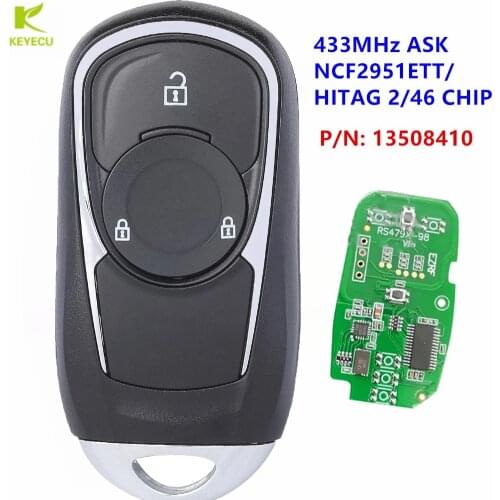 KEYECU Replacement Smart Remote Key FOB 2 Buttons 433MHz P/N: 13508410 for Opel Insignia Astra K 2016 2017 2018 2019 2020