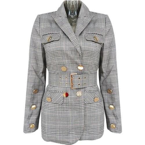 Female New tweed suit fall of cultivate morality long sleeved blouse with a belted waist coat lapels wholesale