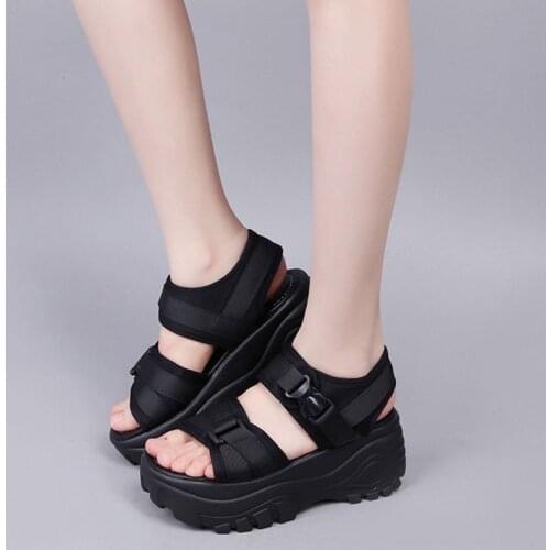 Shoes Woman 2021 Thick-soled Sandals Womens Summer Slope with Platform Shoes New Korean Casual Sandals Rome Increased