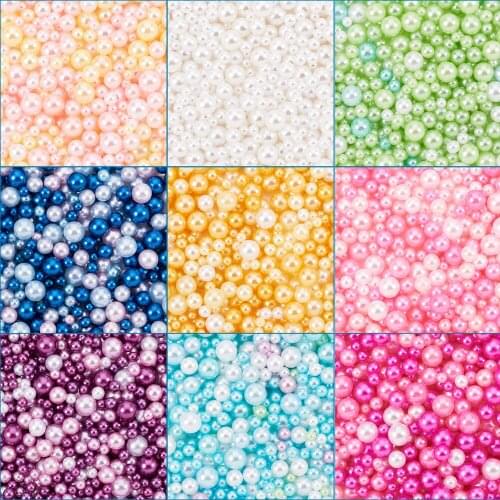 1 Set Imitation Pearl Resin Beads Mixed No Hole Round Loose Beads For DIY Epoxy Resin Mold Nail Art Decorate Jewelry Making