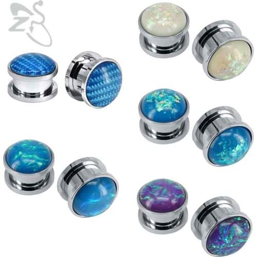 ZS 1 Pair Stainless Steel Ear Tunnel Plug 6-18mm Ear Flesh Tunnel Unisex Resin Plugs and Tunnels 10 mm Piercings Ear Gauges
