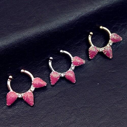 1Pc Crystal false Nose Rings Body Piercing Jewelry Stud Punk False Hoop Septum Nose 3 Colors