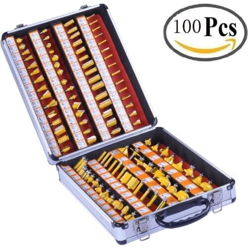 100pcs 1/4 Inch Shank Tungsten Carbide Router Bit Woodworking Milling Cutter