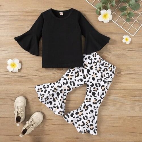 Toddler Baby Girl Leopard Velvet Clothing Sets Long Sleeve Sweatshirt Tops+Pants 2pcs Clothes for Children Winter Autumn