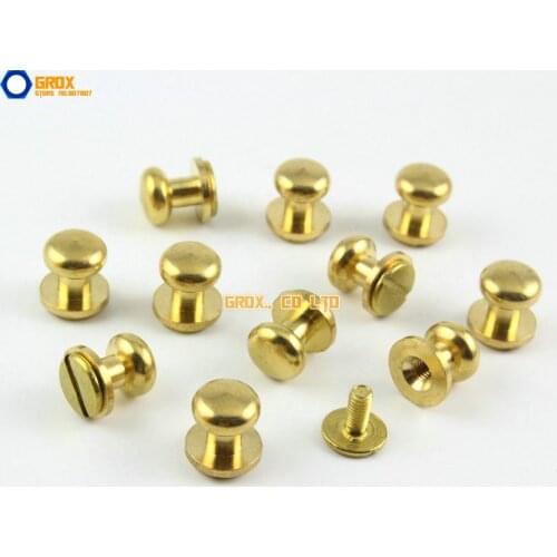 25Pcs 8mm Round Head Solid Brass Rivet Chicago Screw for Leather Craft